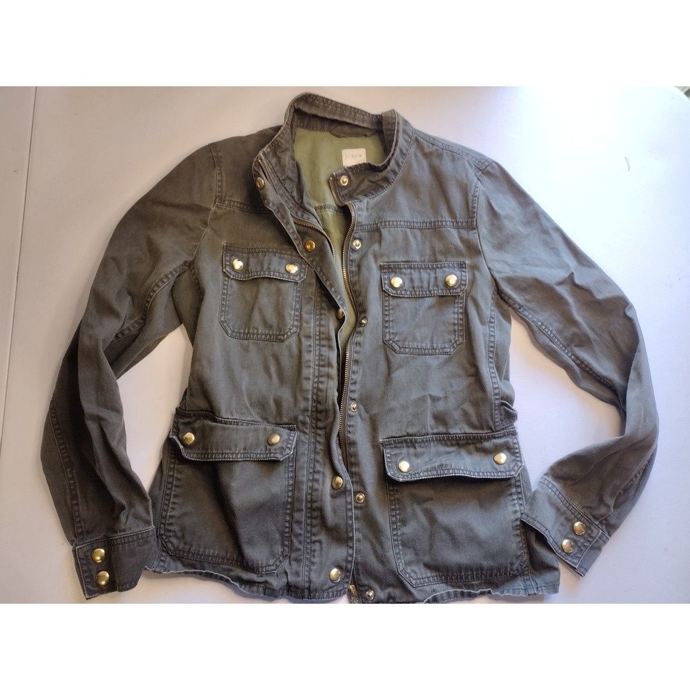 J.Crew Womens Utility Jacket Size S Olive Green Military Four‎ Pocket